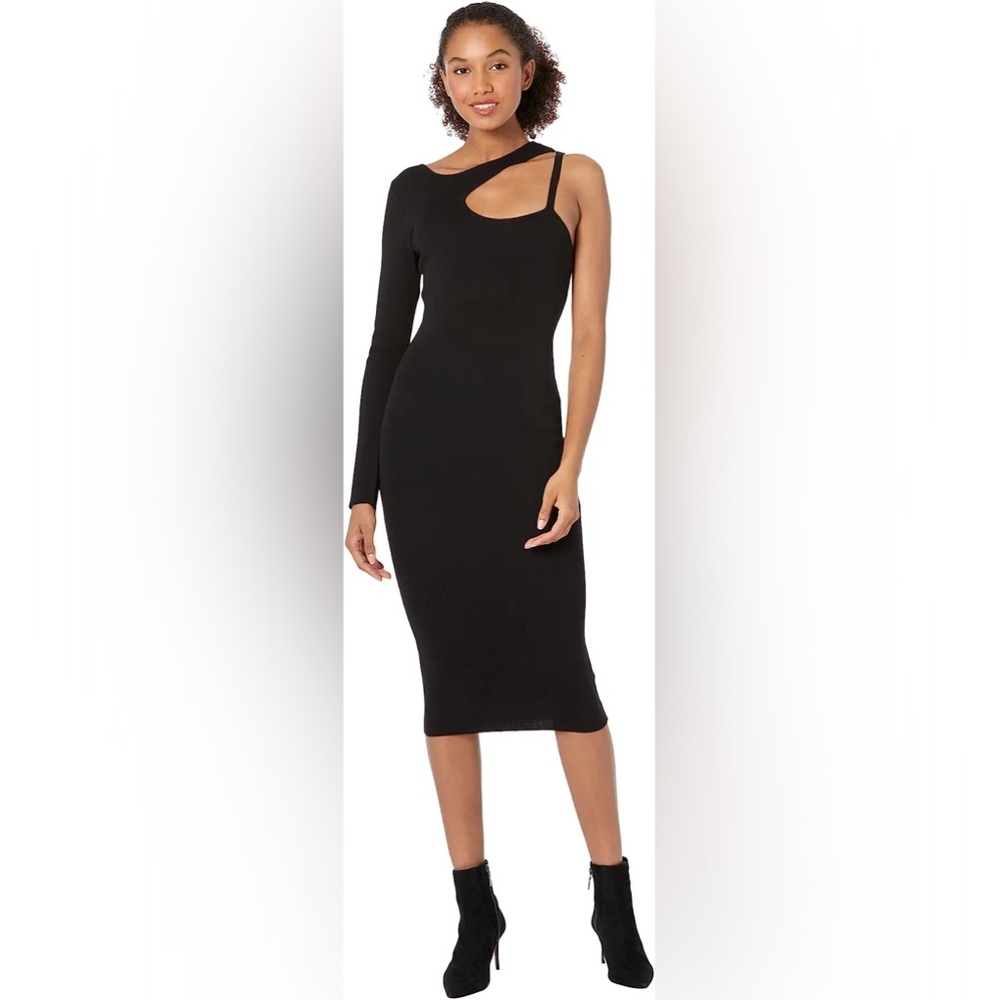 MOON RIVER Cutout Fitted Midi Sweater Dress